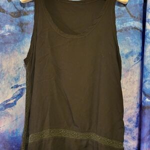 Black Lace Trim Sleeveless Top